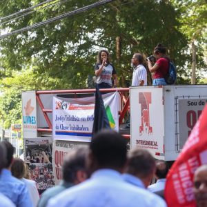 Ato em defesa da Justiça do Trabalho em 28 de fevereiro de 2024