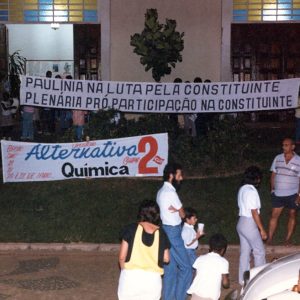 Ato 1º de maio de 1987 em Valinhos, com trabalhadores da oposição química.