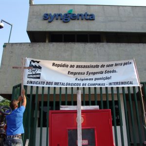 Ato contra morte de trabalhador rural na Syngenta no Paraná em 01-11-2007