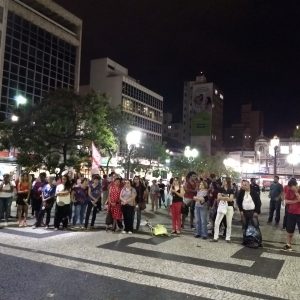 Ato em homenagem à Marielle Franco em março de 2018