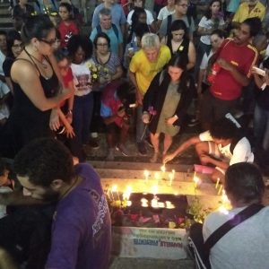 Ato em homenagem à Marielle Franco em março de 2018