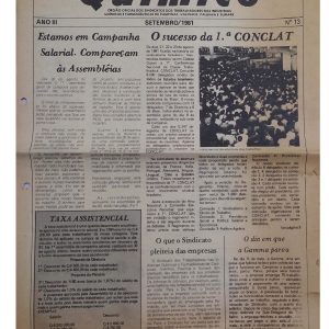 Capa Jornal O Trabalhador Químico Ano III nº 13 de outubro 1981 Sindicato no 1º Conclat – Congresso da Classe Trabalhadora